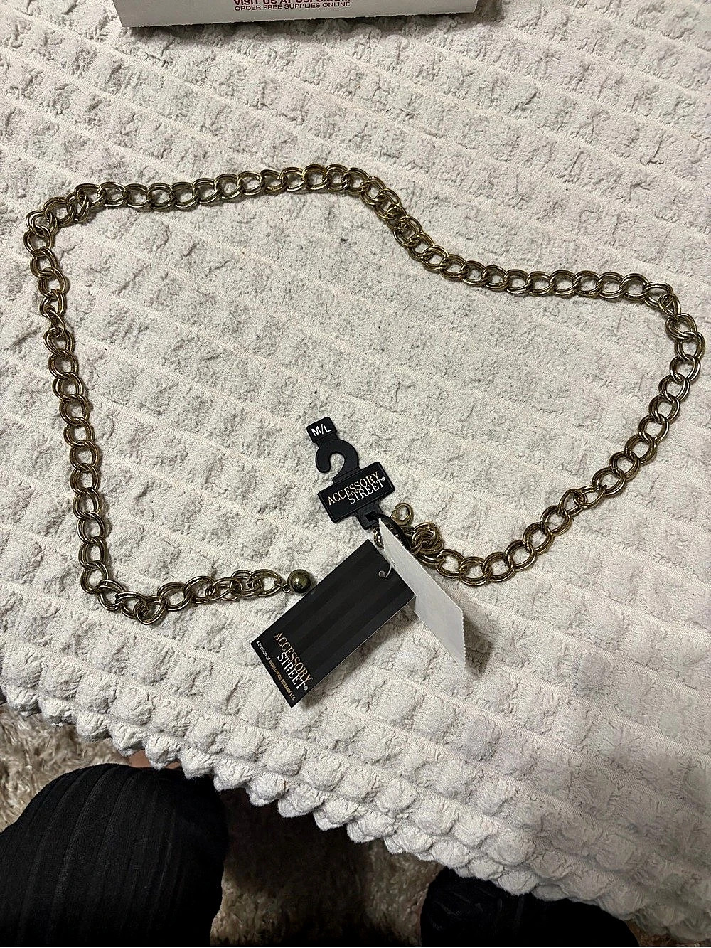 Accessory Street Chain Belt in Gold & Black NWT